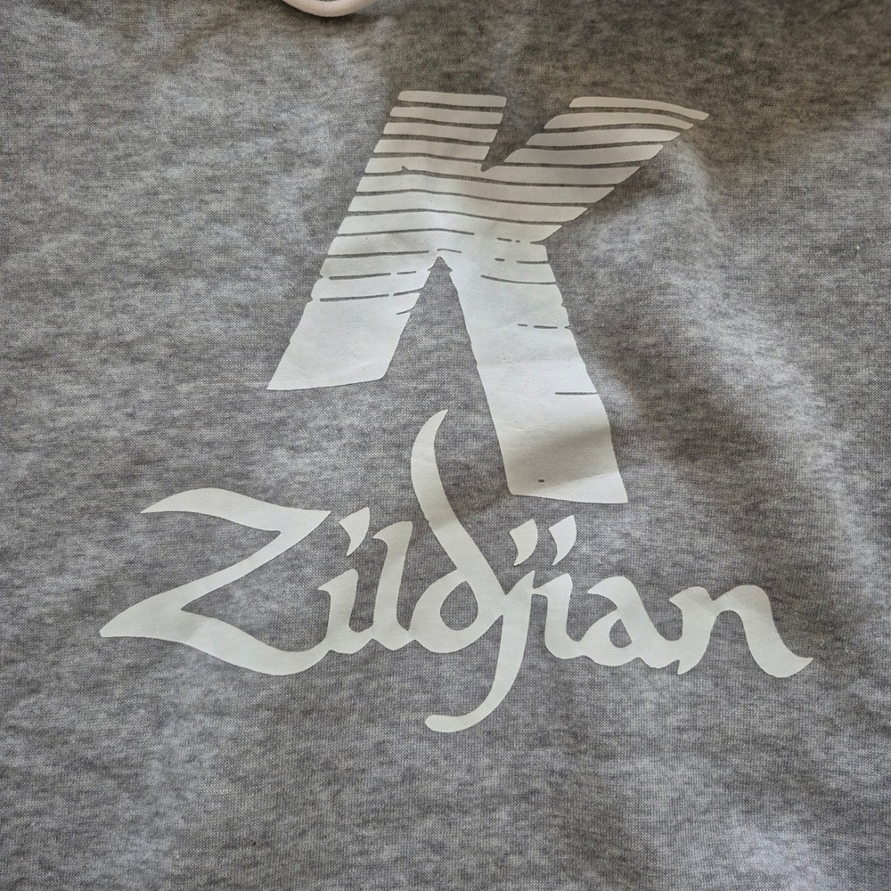 Zildjian K Series Logo Hoodie Gray Pullover Sweatshirt Mens 2XL Drummer Gear